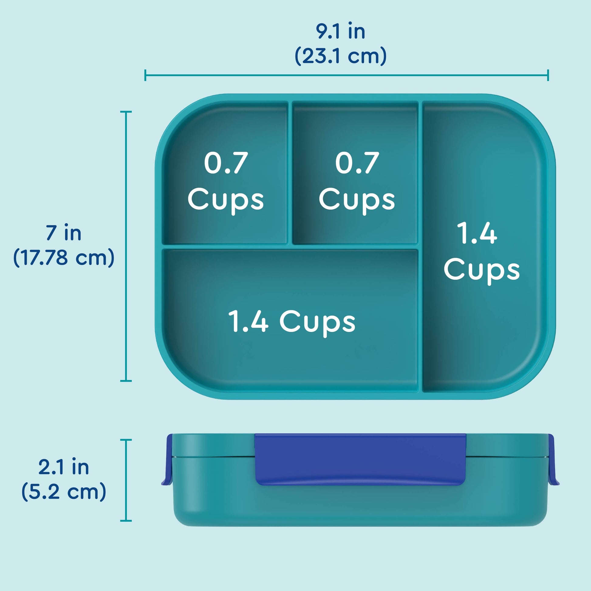 Bentgo® Kids Snap & Go Lunch Box (2-Pack) | Sharks - Product Dimensions