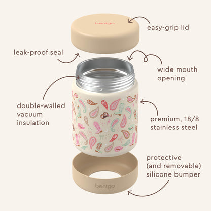 Bentgo® Kids Stainless Steel Food Jar - Cowgirl Dreams | Stainless Steel Food Jar Features Leak-Proof Seal, Easy-Grip Lid, Wide Mouth Opening, And Much More