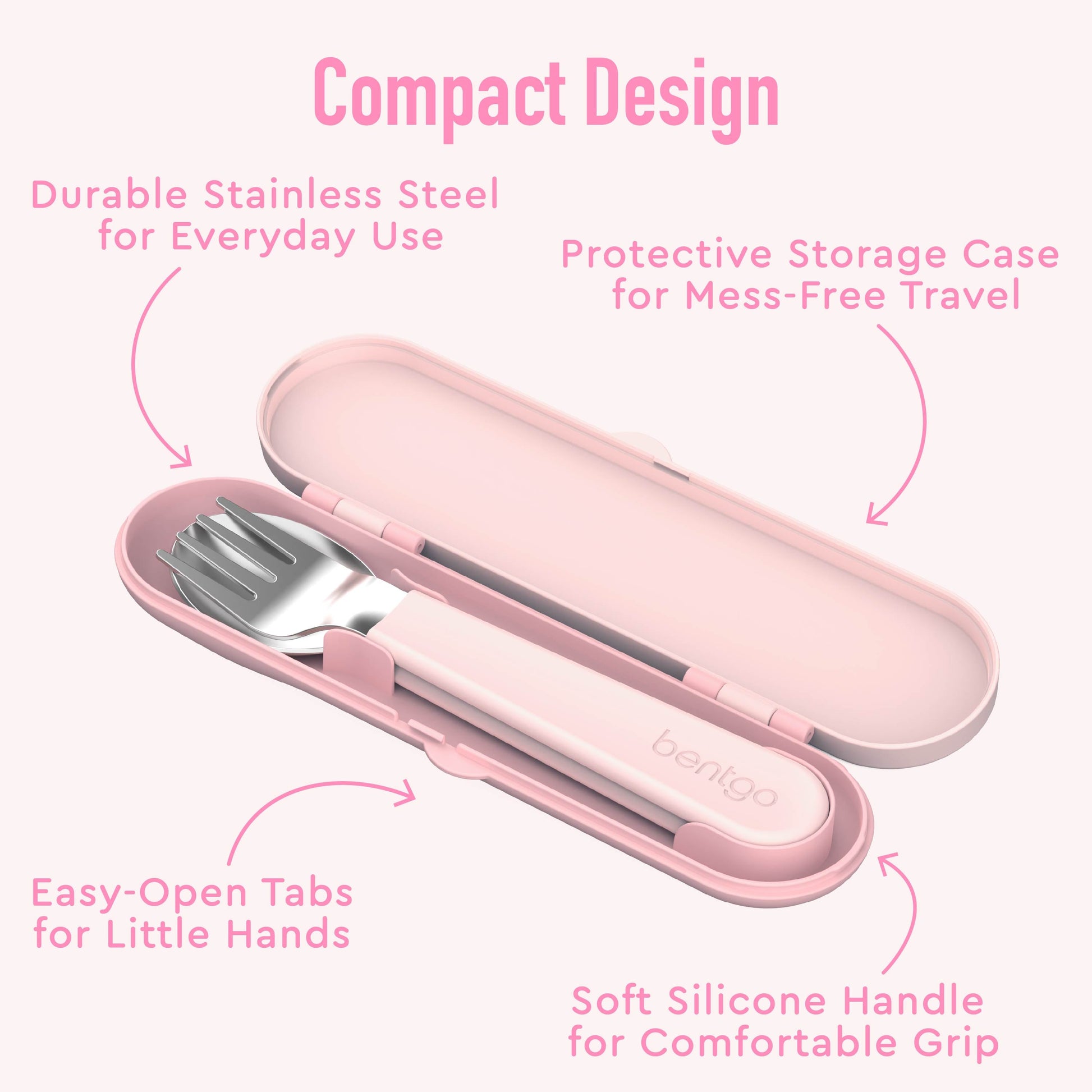 Bentgo Kids Water Bottle - Ballet and Bows | Compact Design - Durable Stainless Steel For Everyday Use, Protective Storage Case For Mess-Free Travel, Easy-Open Tabs For Little Hands, Soft Silicone Handle For Comfortable Grip