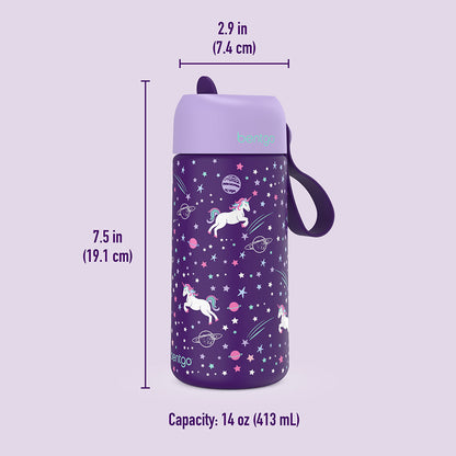 Bentgo® Kids Stainless Steel Insulated Water Bottle - Unicorn | Insulated Water Bottle Dimensions