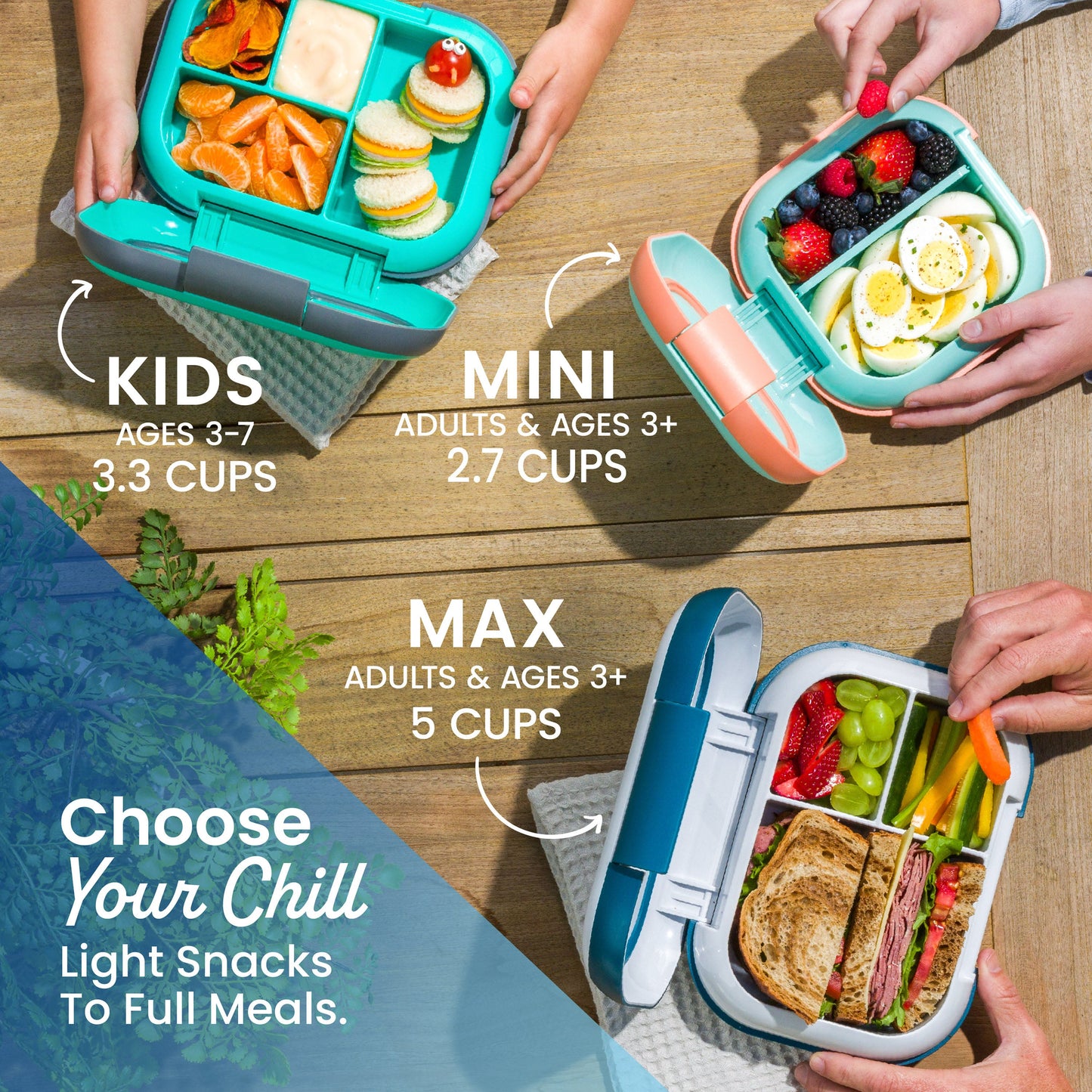 Bentgo® Chill Kids Lunch Box - Aqua | Choose Your Chill Light Snacks To Full Meals - Kids (Ages 3-7, 3.3 Cups), Mini (Adults & Ages 3+, 2.7 Cups), Max (Adults & Ages 3+, 5 Cups)