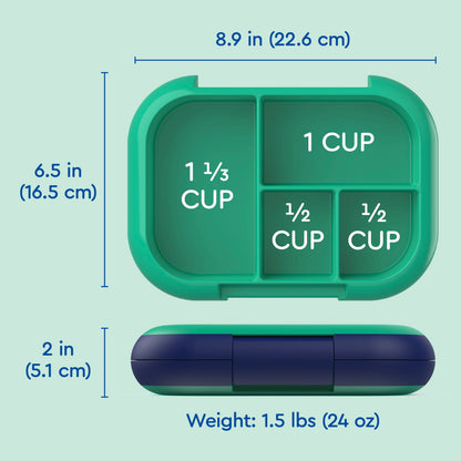 Bentgo® Chill Kids Lunch Box (2-Pack) - Green/Navy | Dimensions