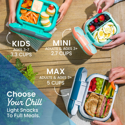 Bentgo® Chill Kids Lunch Box - Vivid Orchid Speckle | Choose Your Chill Light Snacks To Full Meals - Kids (Ages 3-7, 3.3 Cups), Mini (Adults & Ages 3+, 2.7 Cups), Max (Adults & Ages 3+, 5 Cups)