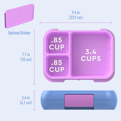 Bentgo® Pop Lunch Box- Periwinkle/Pink | Dimensions + What’s In The Box