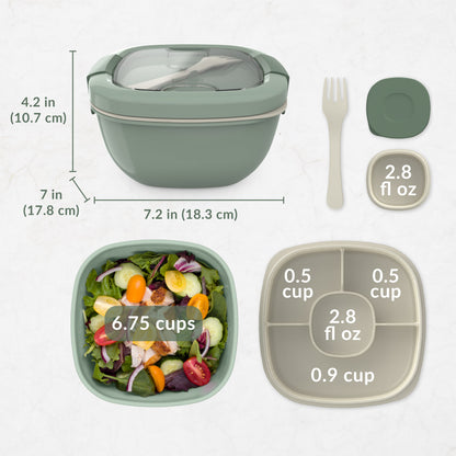 Bentgo® All-in-One Salad Container - Khaki Green | Dimensions And What’s In The Box