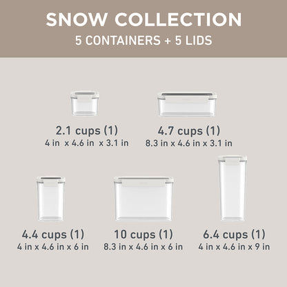 Bentgo® Pantry Airtight Dry Food Storage Containers (10-pcs) - Snow | Dimensions