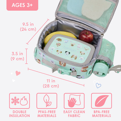 Bentgo® Kids Prints Lunch Bag - Puppy Love | Double Insulation, Made With PFAS-Free & BPA-Free Materials, And Easy Clean Fabric