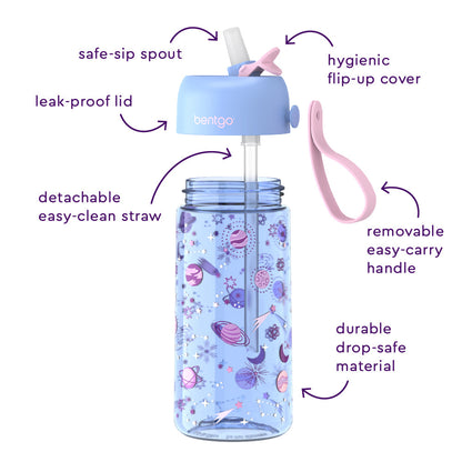 Bentgo Kids Prints Lunch Boxes & Water Bottles - Unicorn/Lavender Galaxy